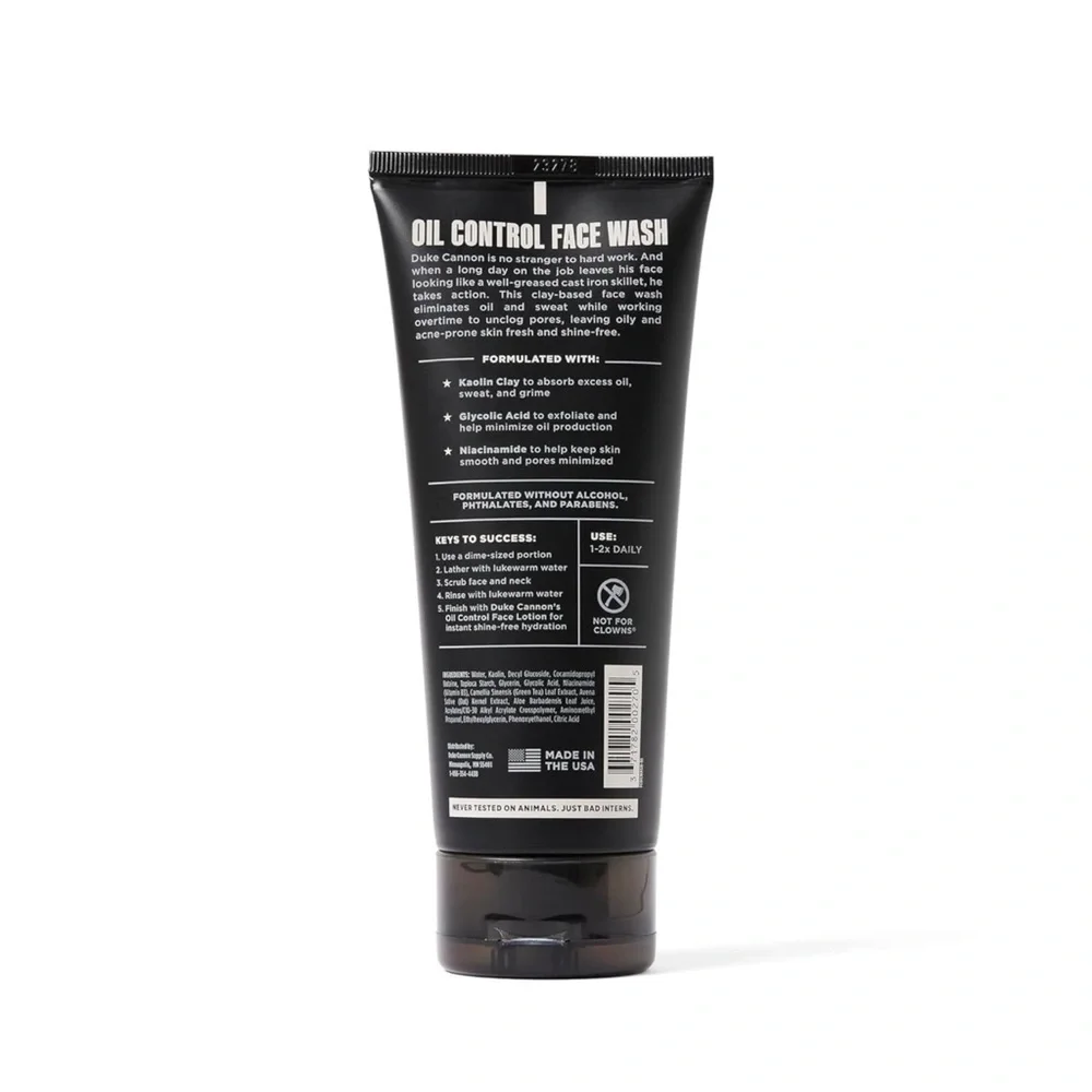 Duke Cannon Oil Control Face Wash Fragrance Free 6 ounce